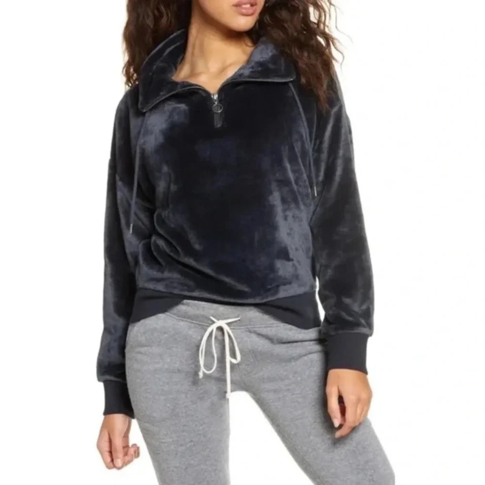 PJ Salvage Everyday Cozies Plush Velour Quarter Zip Pullover